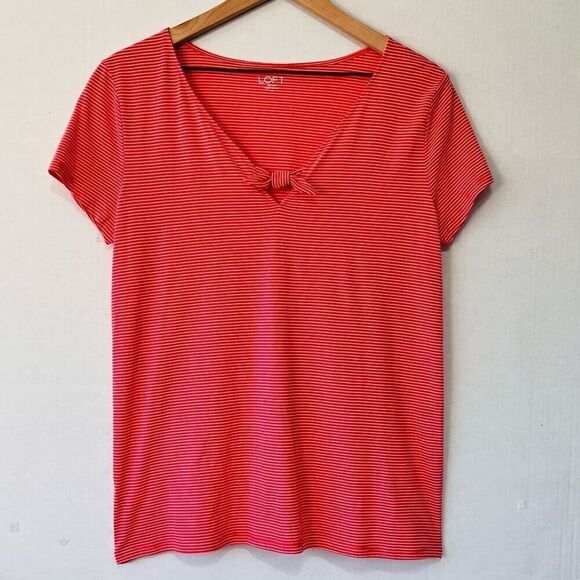 Loft Outlet Striped Short Sleeve Shirt   Sz M   EUC - Picture 1 of 4